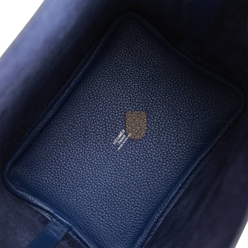 HERMES PICOTIN LOCK 18 BLEU SAPHIR MAURICE PALLADIUM HARDWARE (18*13*18cm) HERMES PICOTIN LOCK 18 BLEU SAPHIR MAURICE PALLADIUM HARDWARE (18*13*18cm)
