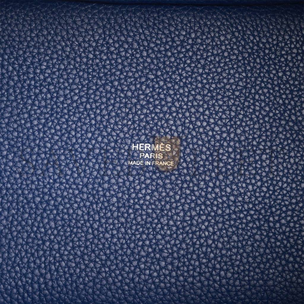 HERMES PICOTIN LOCK 18 BLEU SAPHIR MAURICE PALLADIUM HARDWARE (18*13*18cm) HERMES PICOTIN LOCK 18 BLEU SAPHIR MAURICE PALLADIUM HARDWARE (18*13*18cm)