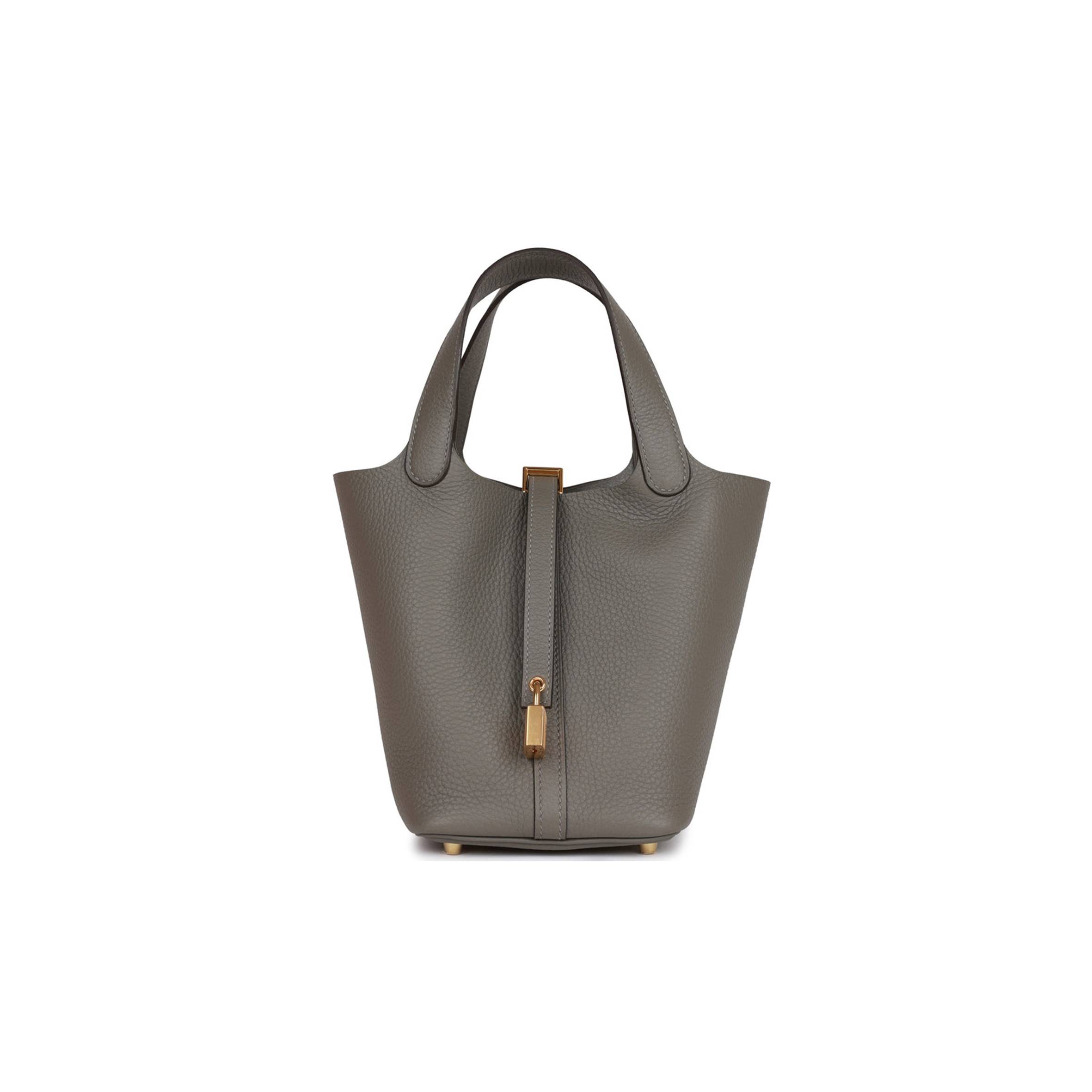 HERMES PICOTIN LOCK 18 GRIS MEYER CLEMENCE GOLD HARDWARE (18*13*18cm) HERMES PICOTIN LOCK 18 GRIS MEYER CLEMENCE GOLD HARDWARE (18*13*18cm)