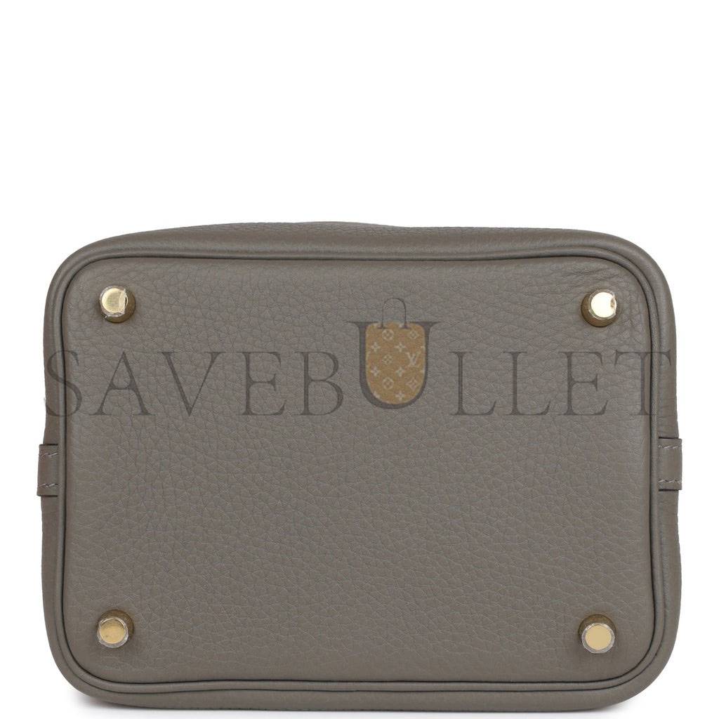 HERMES PICOTIN LOCK 18 GRIS MEYER CLEMENCE GOLD HARDWARE (18*13*18cm) HERMES PICOTIN LOCK 18 GRIS MEYER CLEMENCE GOLD HARDWARE (18*13*18cm)