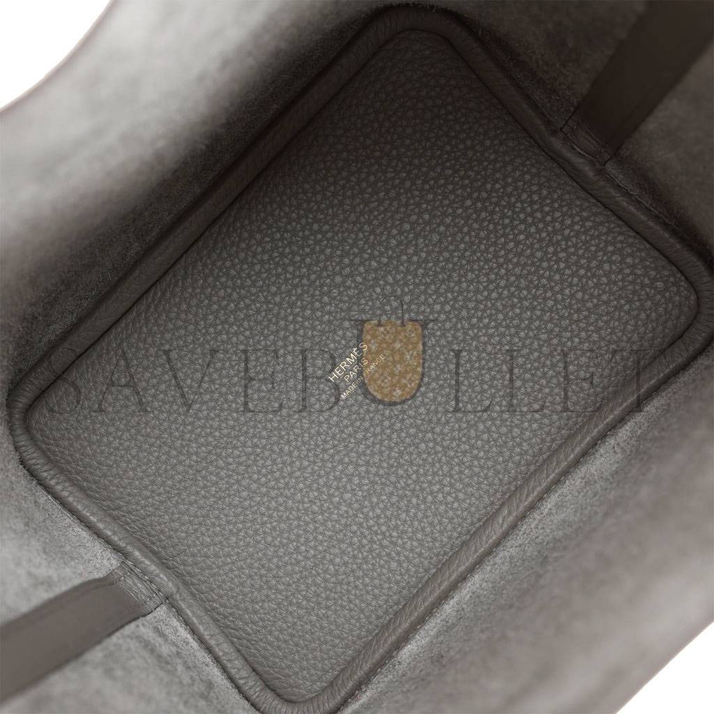 HERMES PICOTIN LOCK 18 GRIS MEYER CLEMENCE GOLD HARDWARE (18*13*18cm) HERMES PICOTIN LOCK 18 GRIS MEYER CLEMENCE GOLD HARDWARE (18*13*18cm)