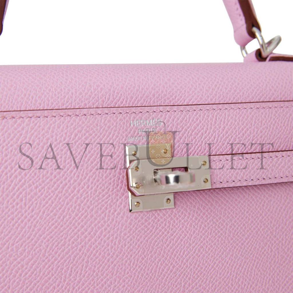 HERMES KELLY SELLIER 25 MAUVE SYLVESTRE EPSOM PALLADIUM HARDWARE (25*17*7cm) HERMES KELLY SELLIER 25 MAUVE SYLVESTRE EPSOM PALLADIUM HARDWARE (25*17*7cm)