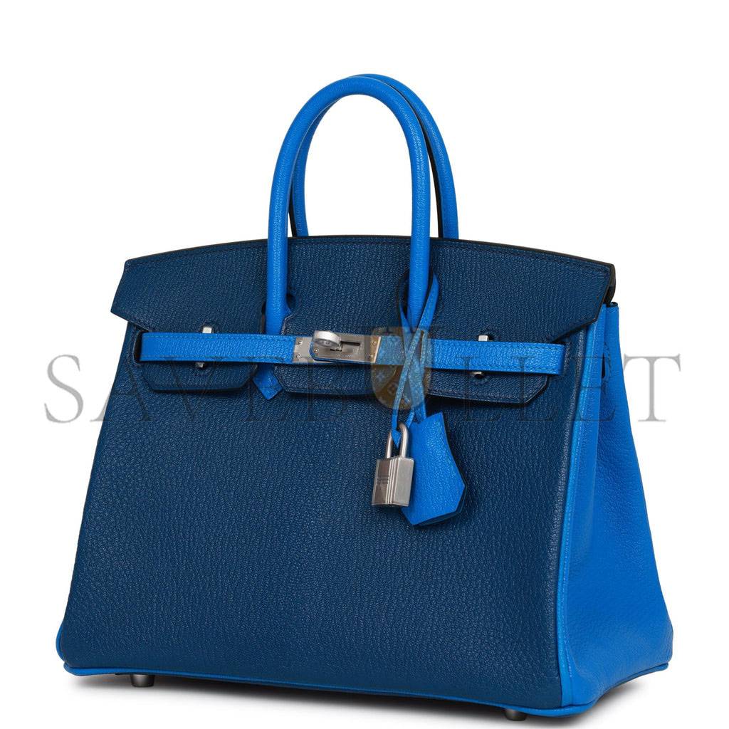 HERMES SPECIAL ORDER (HSS) BIRKIN 25 BLEU HYDRA AND BLEU SAPHIR CHÈVRE BRUSHED PALLADIUM HARDWARE HANDMADE (25cm) HERMES SPECIAL ORDER (HSS) BIRKIN 25 BLEU HYDRA AND BLEU SAPHIR CHÈVRE BRUSHED PALLADIUM HARDWARE HANDMADE (25cm)
