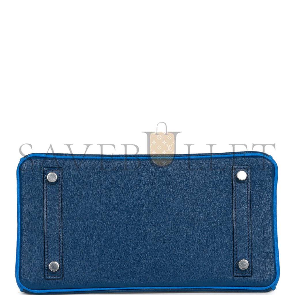 HERMES SPECIAL ORDER (HSS) BIRKIN 25 BLEU HYDRA AND BLEU SAPHIR CHÈVRE BRUSHED PALLADIUM HARDWARE HANDMADE (25cm) HERMES SPECIAL ORDER (HSS) BIRKIN 25 BLEU HYDRA AND BLEU SAPHIR CHÈVRE BRUSHED PALLADIUM HARDWARE HANDMADE (25cm)