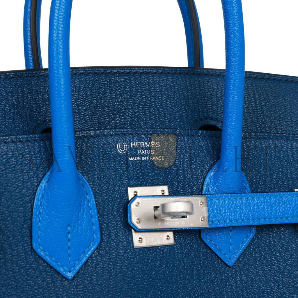 HERMES SPECIAL ORDER (HSS) BIRKIN 25 BLEU HYDRA AND BLEU SAPHIR CHÈVRE BRUSHED PALLADIUM HARDWARE HANDMADE (25cm) HERMES SPECIAL ORDER (HSS) BIRKIN 25 BLEU HYDRA AND BLEU SAPHIR CHÈVRE BRUSHED PALLADIUM HARDWARE HANDMADE (25cm)