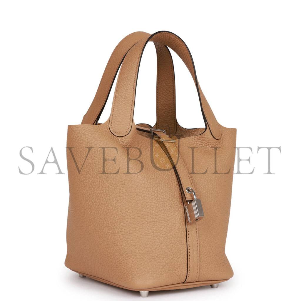 HERMES PICOTIN LOCK 18 CHAI CLEMENCE PALLADIUM HARDWARE (18*13*18cm) HERMES PICOTIN LOCK 18 CHAI CLEMENCE PALLADIUM HARDWARE (18*13*18cm)