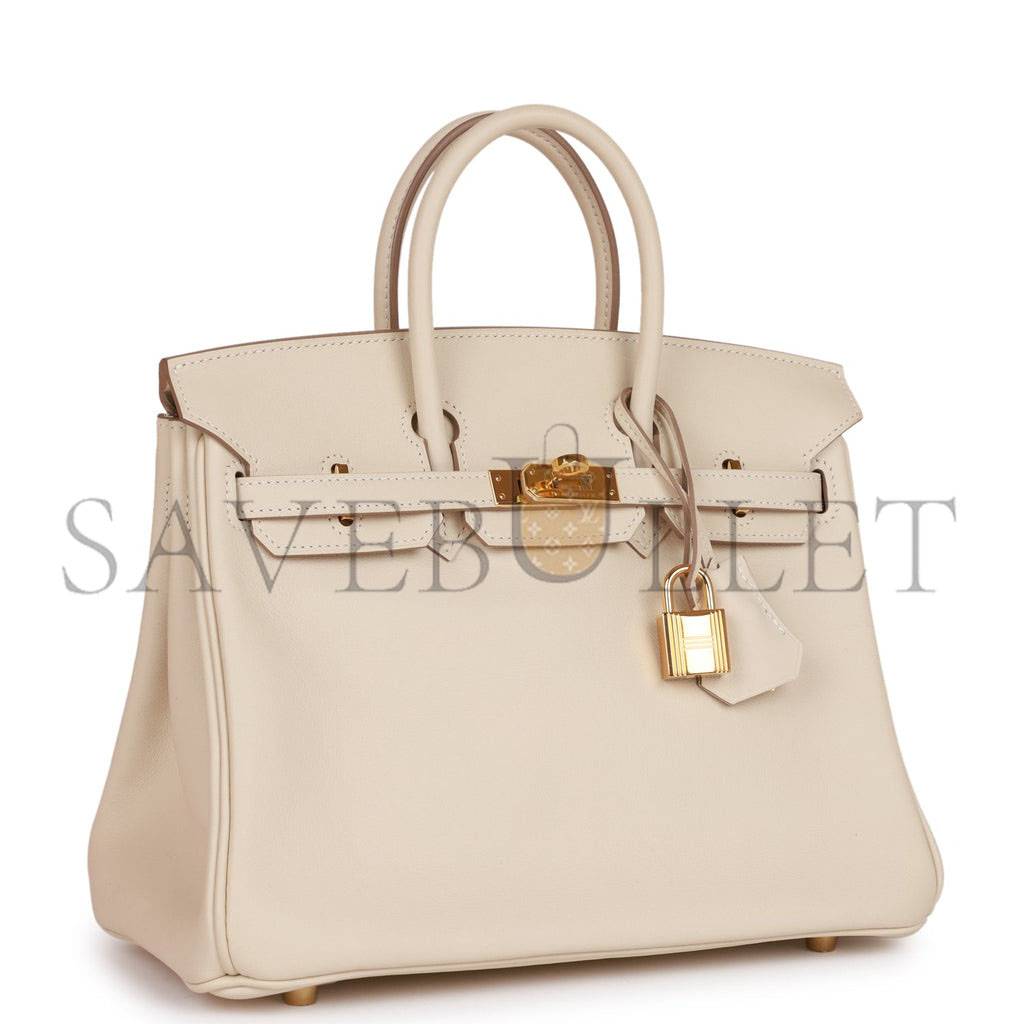 HERMES BIRKIN 25 CRAIE SWIFT GOLD HARDWARE HANDMADE (25cm) HERMES BIRKIN 25 CRAIE SWIFT GOLD HARDWARE HANDMADE (25cm)