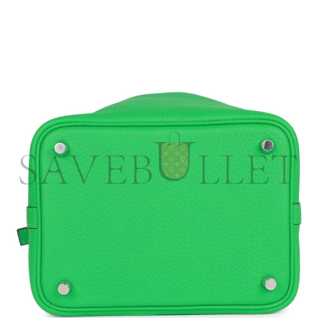 HERMES PICOTIN LOCK 18 VERT COMICS CLEMENCE PALLADIUM HARDWARE (18*13*18cm) HERMES PICOTIN LOCK 18 VERT COMICS CLEMENCE PALLADIUM HARDWARE (18*13*18cm)