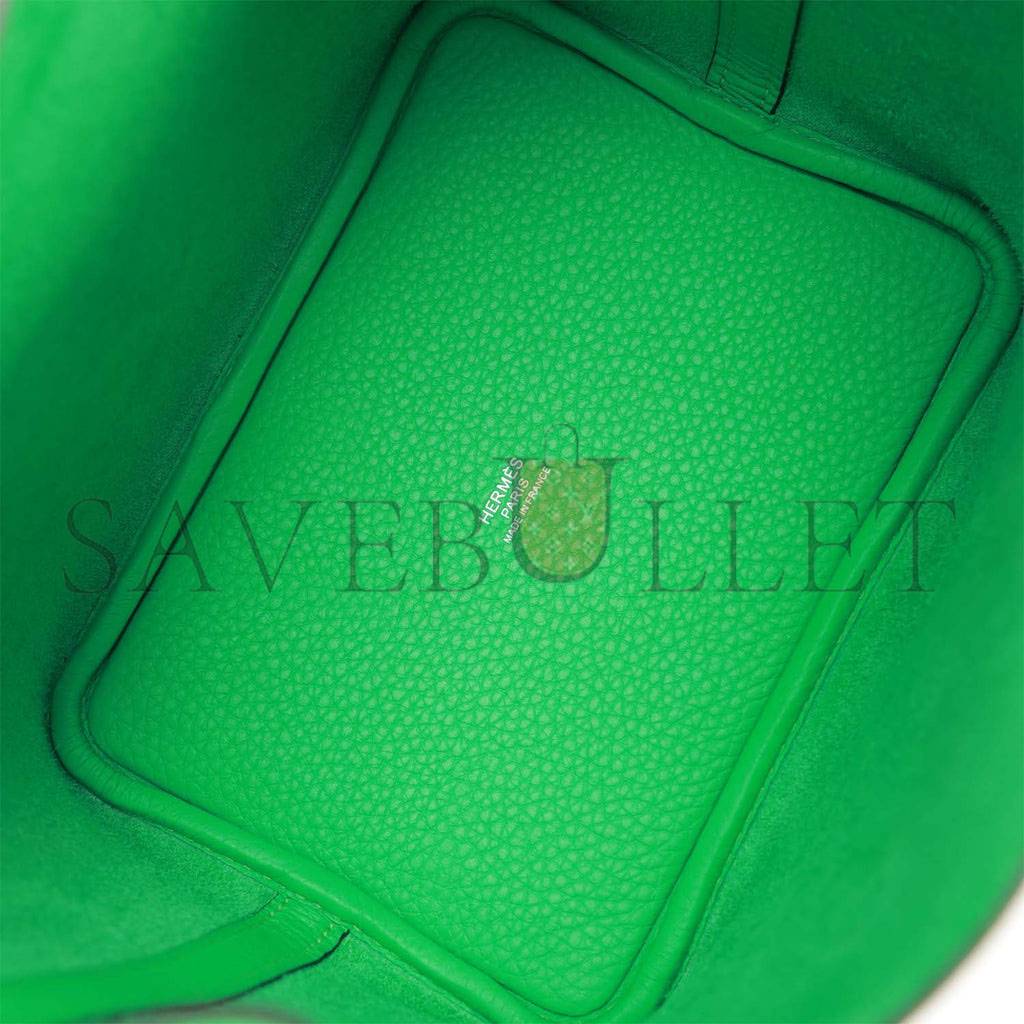 HERMES PICOTIN LOCK 18 VERT COMICS CLEMENCE PALLADIUM HARDWARE (18*13*18cm) HERMES PICOTIN LOCK 18 VERT COMICS CLEMENCE PALLADIUM HARDWARE (18*13*18cm)
