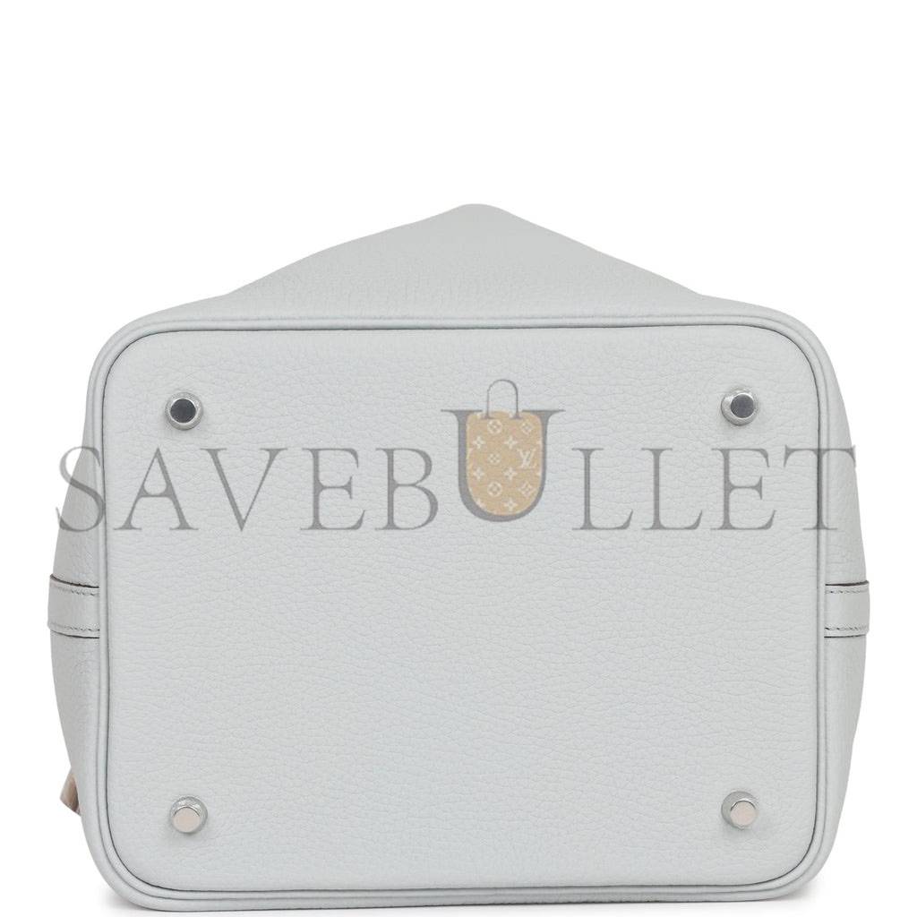 HERMES PICOTIN LOCK 22 BLEU PALE CLEMENCE PALLADIUM HARDWARE (22*21*18cm) HERMES PICOTIN LOCK 22 BLEU PALE CLEMENCE PALLADIUM HARDWARE (22*21*18cm)