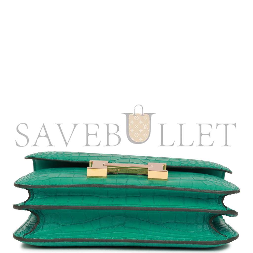 HERMES CONSTANCE 18 VERT JADE MATTE ALLIGATOR GOLD HARDWARE 39821013450846 (18cm)