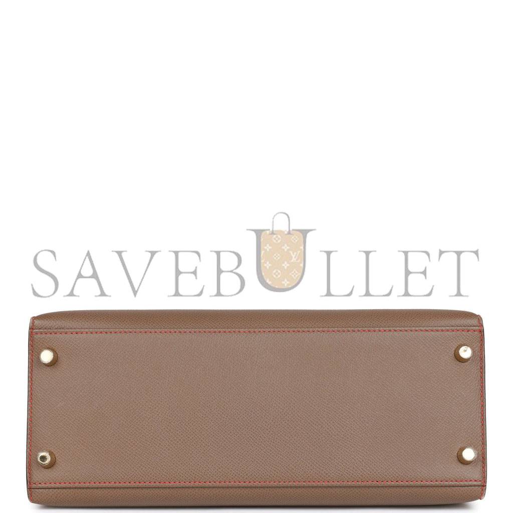 HERMES SPECIAL ORDER (HSS) KELLY SELLIER 28 ETOUPE AND ROUGE TOMATE EPSOM BRUSHED GOLD HARDWARE (28*22*10cm) HERMES SPECIAL ORDER (HSS) KELLY SELLIER 28 ETOUPE AND ROUGE TOMATE EPSOM BRUSHED GOLD HARDWARE (28*22*10cm)