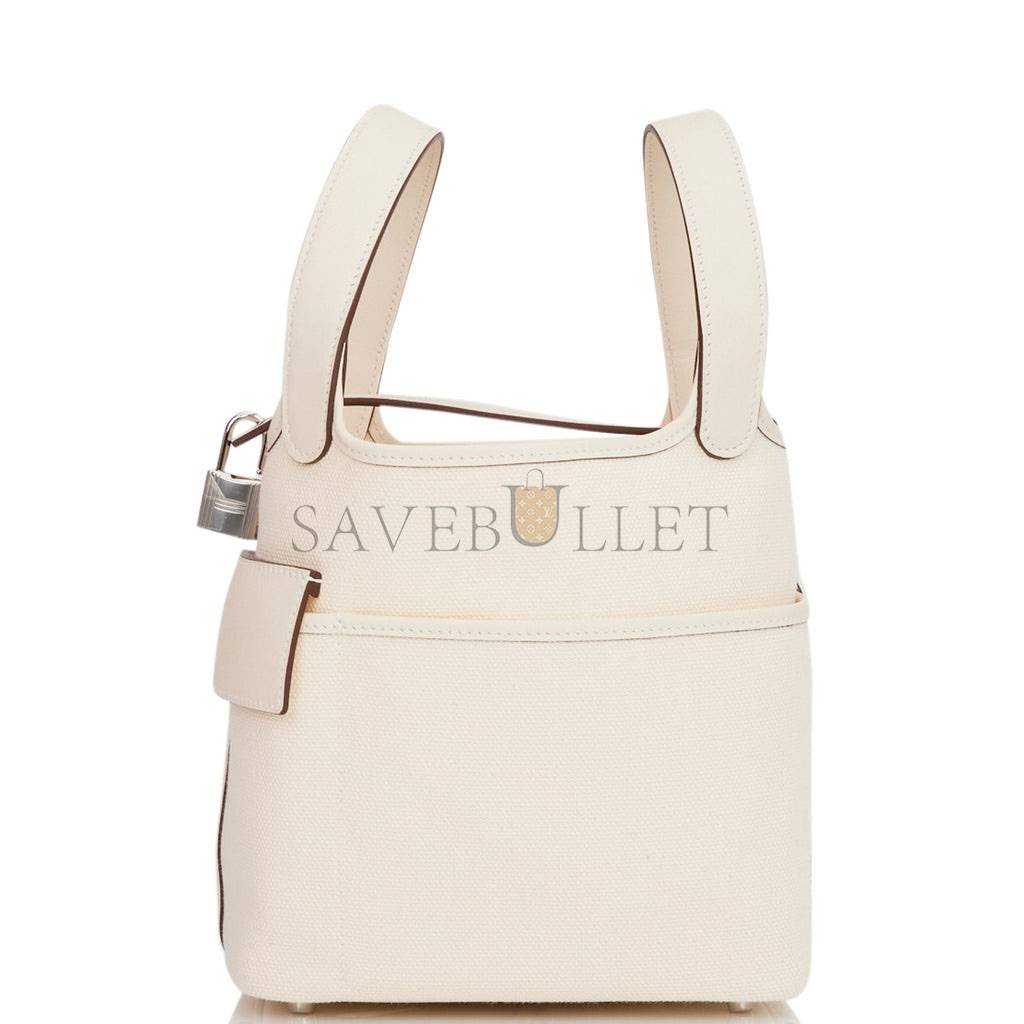 HERMES PICOTIN CARGO 18 NATA SWIFT AND TOILE CANVAS PALLADIUM HARDWARE (18*13*18cm) HERMES PICOTIN CARGO 18 NATA SWIFT AND TOILE CANVAS PALLADIUM HARDWARE (18*13*18cm)