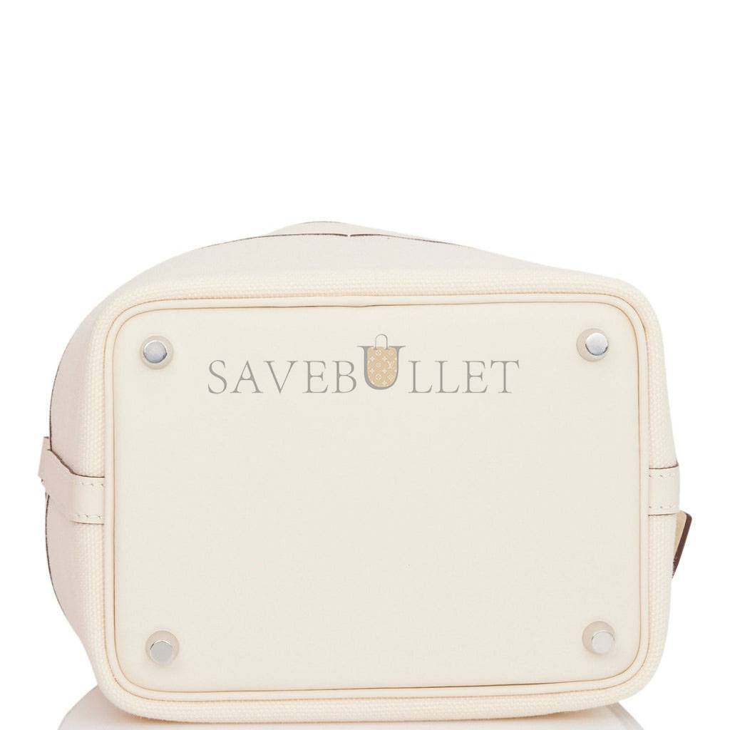 HERMES PICOTIN CARGO 18 NATA SWIFT AND TOILE CANVAS PALLADIUM HARDWARE (18*13*18cm) HERMES PICOTIN CARGO 18 NATA SWIFT AND TOILE CANVAS PALLADIUM HARDWARE (18*13*18cm)