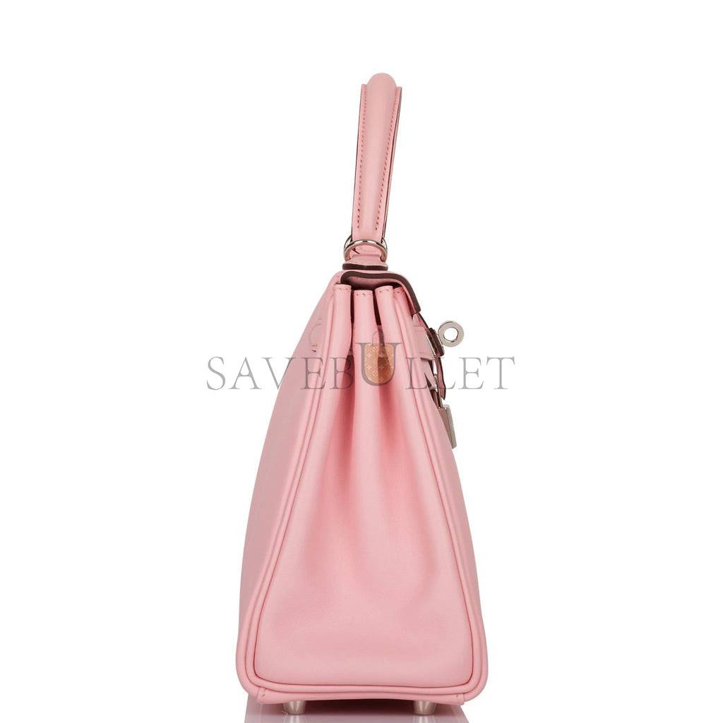 HERMES KELLY RETOURNE 25 ROSE SAKURA SWIFT PALLADIUM HARDWARE HANDMADE (25*17*7cm) HERMES KELLY RETOURNE 25 ROSE SAKURA SWIFT PALLADIUM HARDWARE HANDMADE (25*17*7cm)