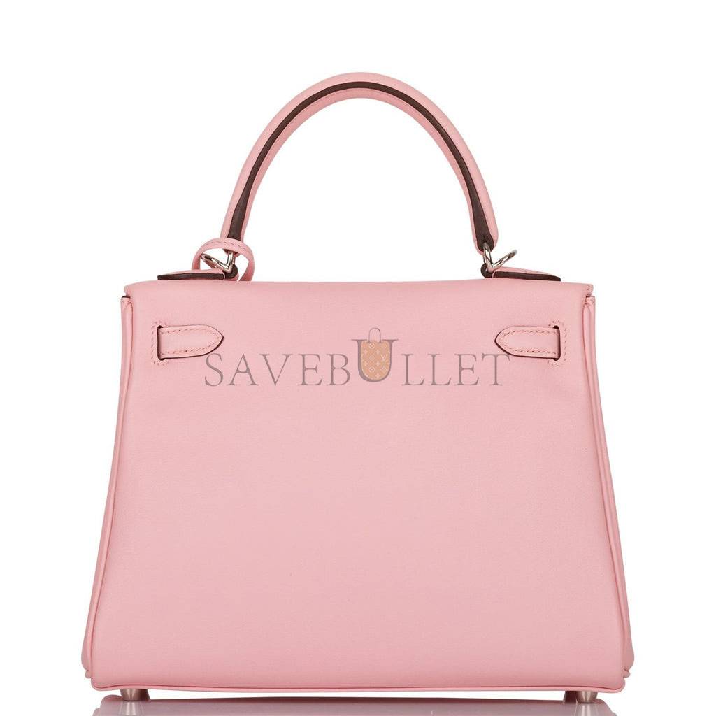 HERMES KELLY RETOURNE 25 ROSE SAKURA SWIFT PALLADIUM HARDWARE HANDMADE (25*17*7cm) HERMES KELLY RETOURNE 25 ROSE SAKURA SWIFT PALLADIUM HARDWARE HANDMADE (25*17*7cm)