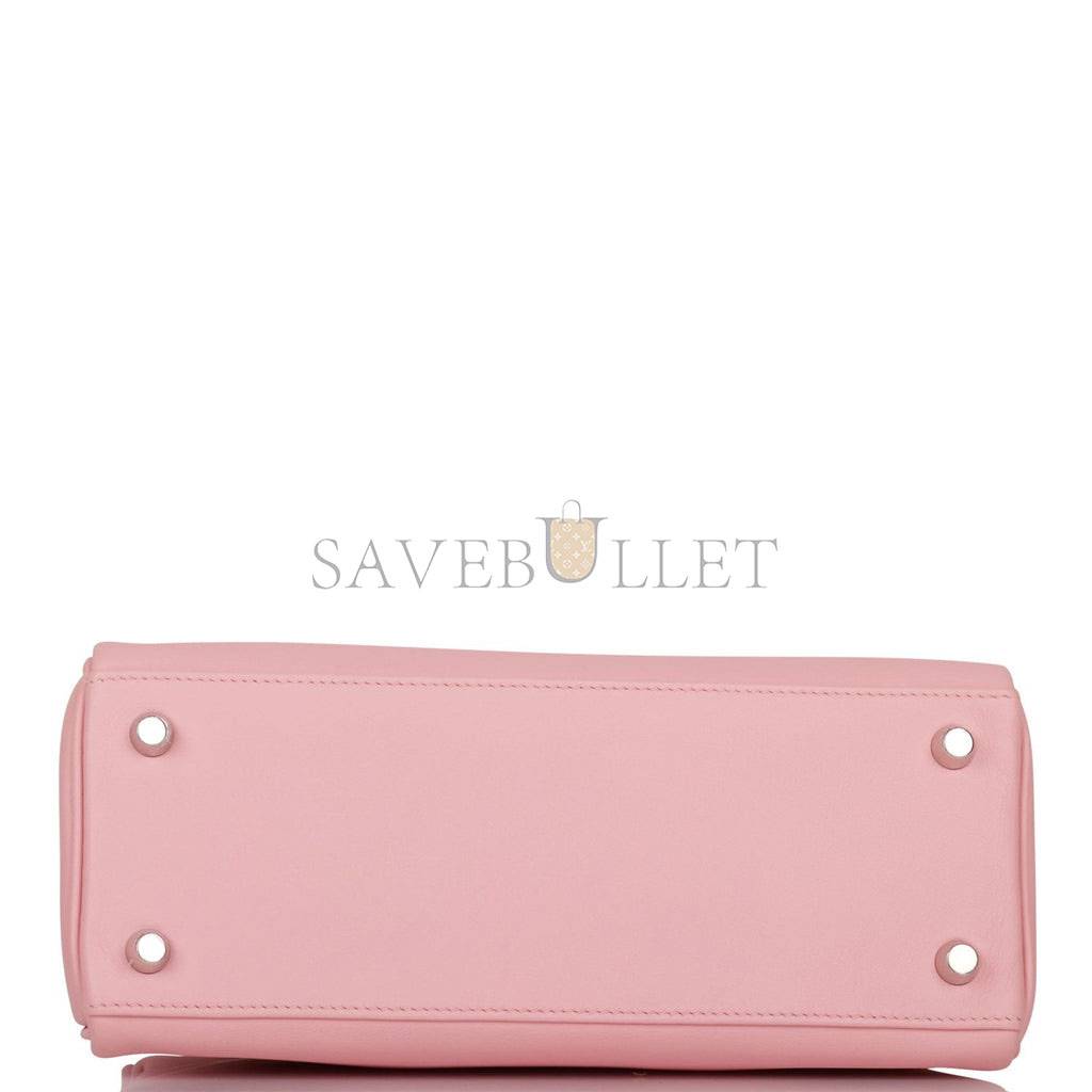 HERMES KELLY RETOURNE 25 ROSE SAKURA SWIFT PALLADIUM HARDWARE HANDMADE (25*17*7cm) HERMES KELLY RETOURNE 25 ROSE SAKURA SWIFT PALLADIUM HARDWARE HANDMADE (25*17*7cm)