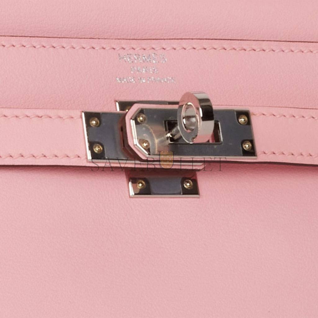 HERMES KELLY RETOURNE 25 ROSE SAKURA SWIFT PALLADIUM HARDWARE HANDMADE (25*17*7cm) HERMES KELLY RETOURNE 25 ROSE SAKURA SWIFT PALLADIUM HARDWARE HANDMADE (25*17*7cm)
