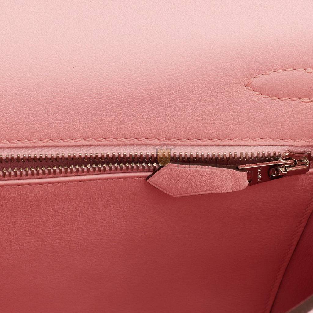 HERMES KELLY RETOURNE 25 ROSE SAKURA SWIFT PALLADIUM HARDWARE HANDMADE (25*17*7cm) HERMES KELLY RETOURNE 25 ROSE SAKURA SWIFT PALLADIUM HARDWARE HANDMADE (25*17*7cm)