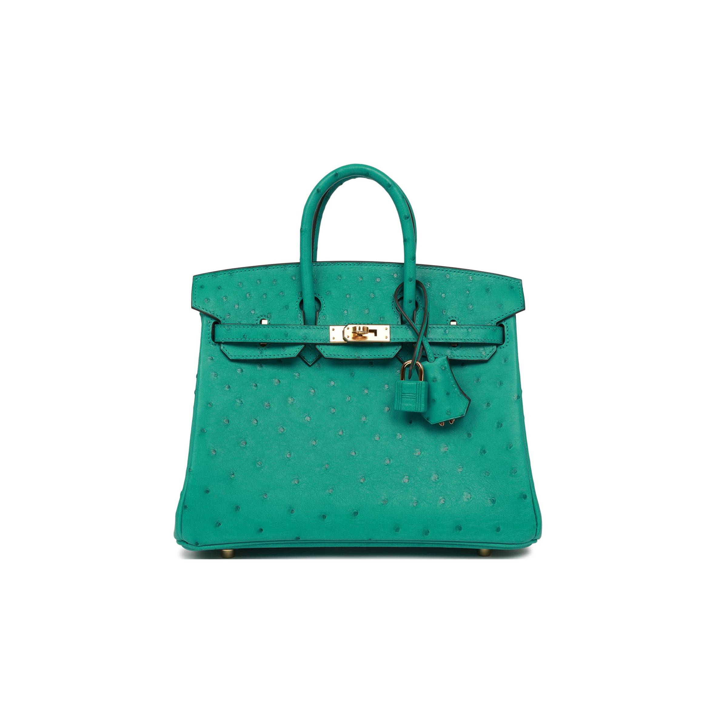 HERMES BIRKIN 25 VERT VERONE OSTRICH GOLD HARDWARE HANDMADE (25cm) HERMES BIRKIN 25 VERT VERONE OSTRICH GOLD HARDWARE HANDMADE (25cm)