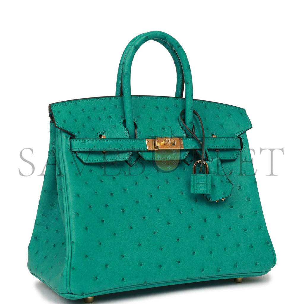 HERMES BIRKIN 25 VERT VERONE OSTRICH GOLD HARDWARE HANDMADE (25cm) HERMES BIRKIN 25 VERT VERONE OSTRICH GOLD HARDWARE HANDMADE (25cm)