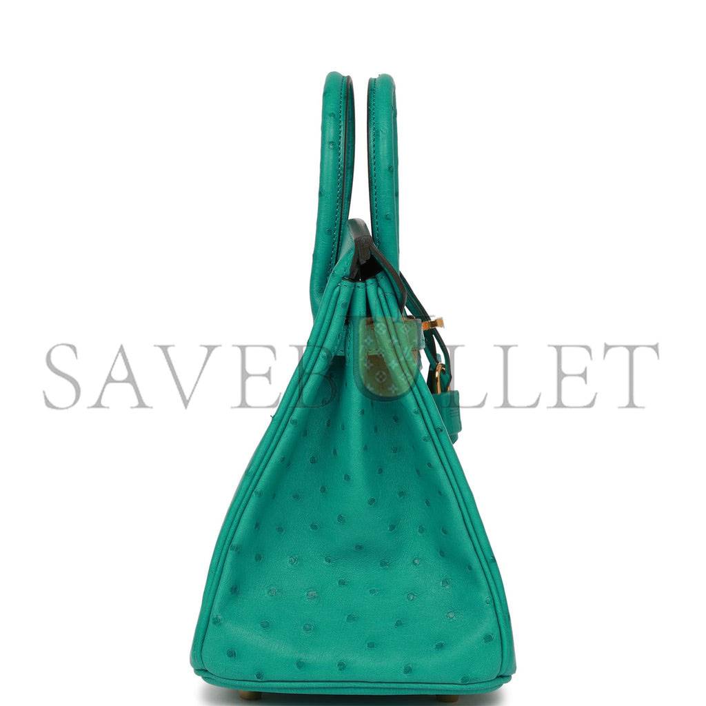 HERMES BIRKIN 25 VERT VERONE OSTRICH GOLD HARDWARE HANDMADE (25cm) HERMES BIRKIN 25 VERT VERONE OSTRICH GOLD HARDWARE HANDMADE (25cm)