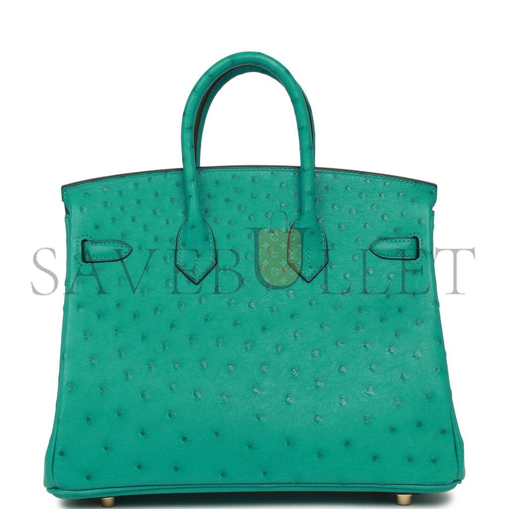 HERMES BIRKIN 25 VERT VERONE OSTRICH GOLD HARDWARE HANDMADE (25cm) HERMES BIRKIN 25 VERT VERONE OSTRICH GOLD HARDWARE HANDMADE (25cm)