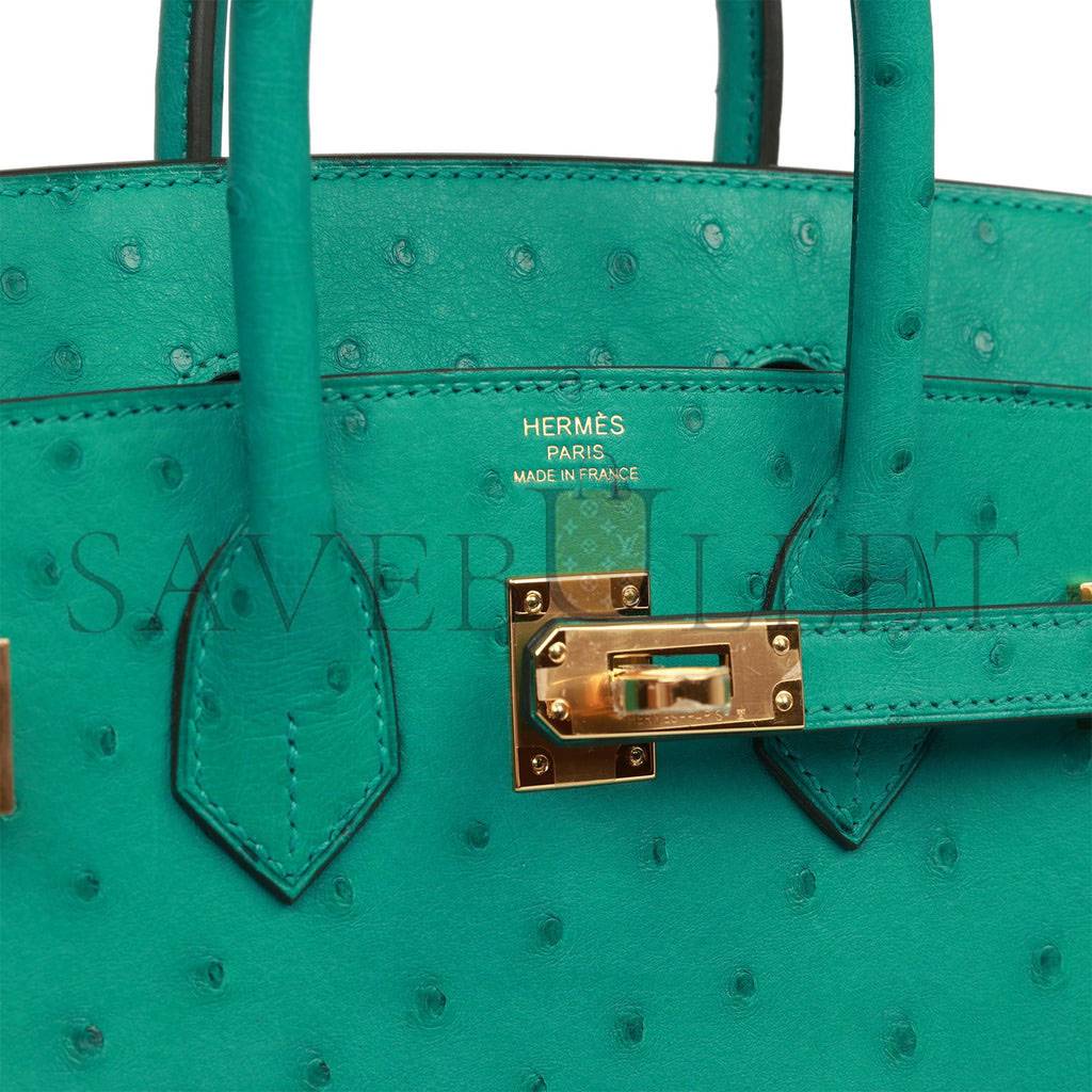 HERMES BIRKIN 25 VERT VERONE OSTRICH GOLD HARDWARE HANDMADE (25cm) HERMES BIRKIN 25 VERT VERONE OSTRICH GOLD HARDWARE HANDMADE (25cm)