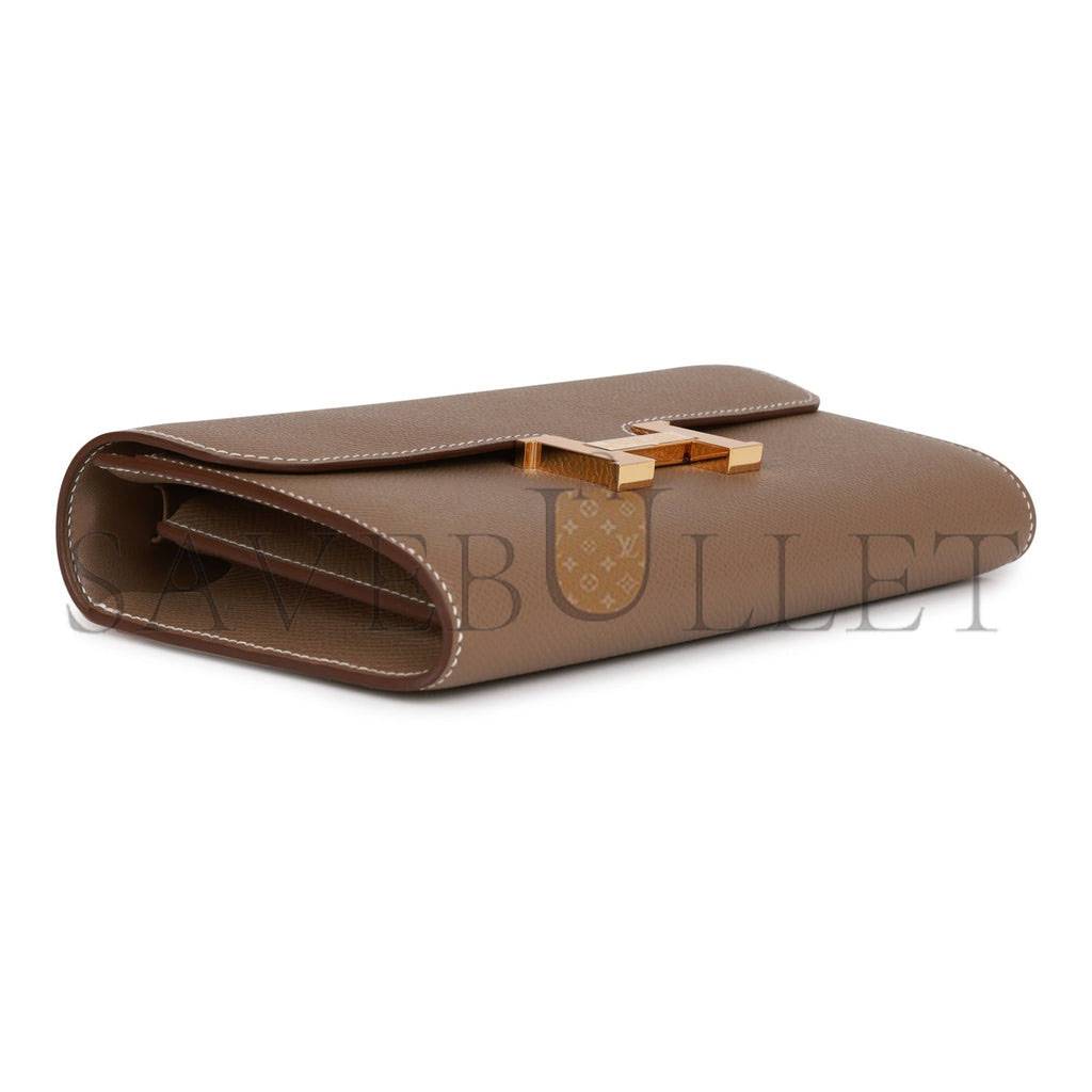 HERMES CONSTANCE WALLET TO GO ETOUPE EPSOM GOLD HARDWARE (22*11cm) HERMES CONSTANCE WALLET TO GO ETOUPE EPSOM GOLD HARDWARE (22*11cm)