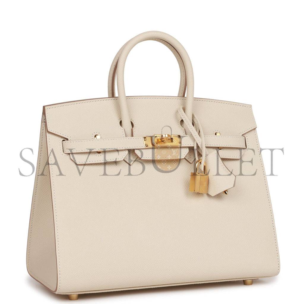 HERMES BIRKIN SELLIER 25 CRAIE EPSOM GOLD HARDWARE HANDMADE (25cm) HERMES BIRKIN SELLIER 25 CRAIE EPSOM GOLD HARDWARE HANDMADE (25cm)