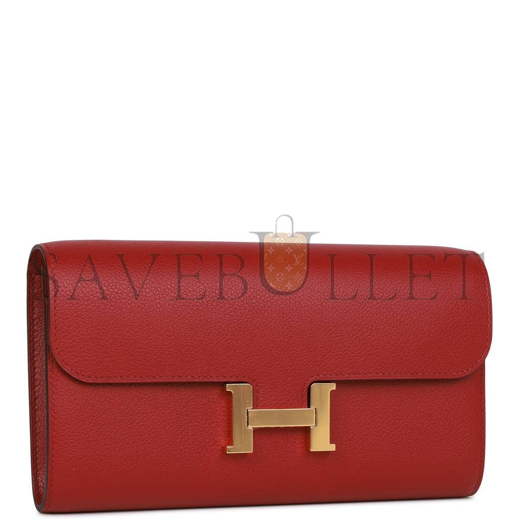 HERMES CONSTANCE WALLET TO GO ROUGE GRENAT EVERCOLOR GOLD HARDWARE (8*4.5*1.5cm) HERMES CONSTANCE WALLET TO GO ROUGE GRENAT EVERCOLOR GOLD HARDWARE (8*4.5*1.5cm)