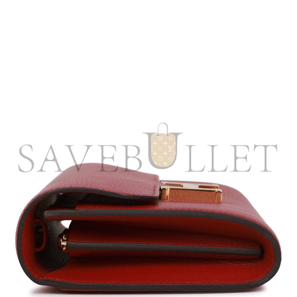HERMES CONSTANCE WALLET TO GO ROUGE GRENAT EVERCOLOR GOLD HARDWARE (8*4.5*1.5cm) HERMES CONSTANCE WALLET TO GO ROUGE GRENAT EVERCOLOR GOLD HARDWARE (8*4.5*1.5cm)