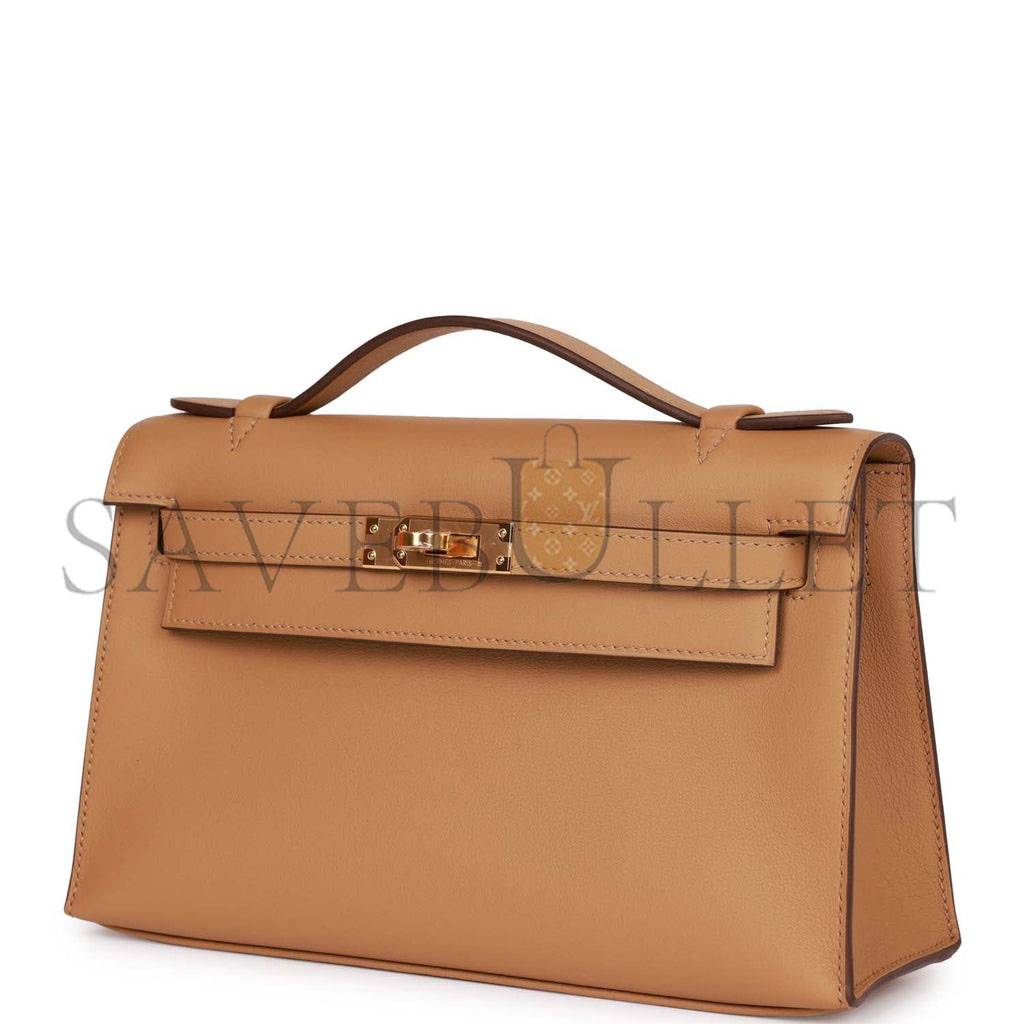 HERMES KELLY POCHETTE BISCUIT SWIFT GOLD HARDWARE (22*12*13cm) HERMES KELLY POCHETTE BISCUIT SWIFT GOLD HARDWARE (22*12*13cm)