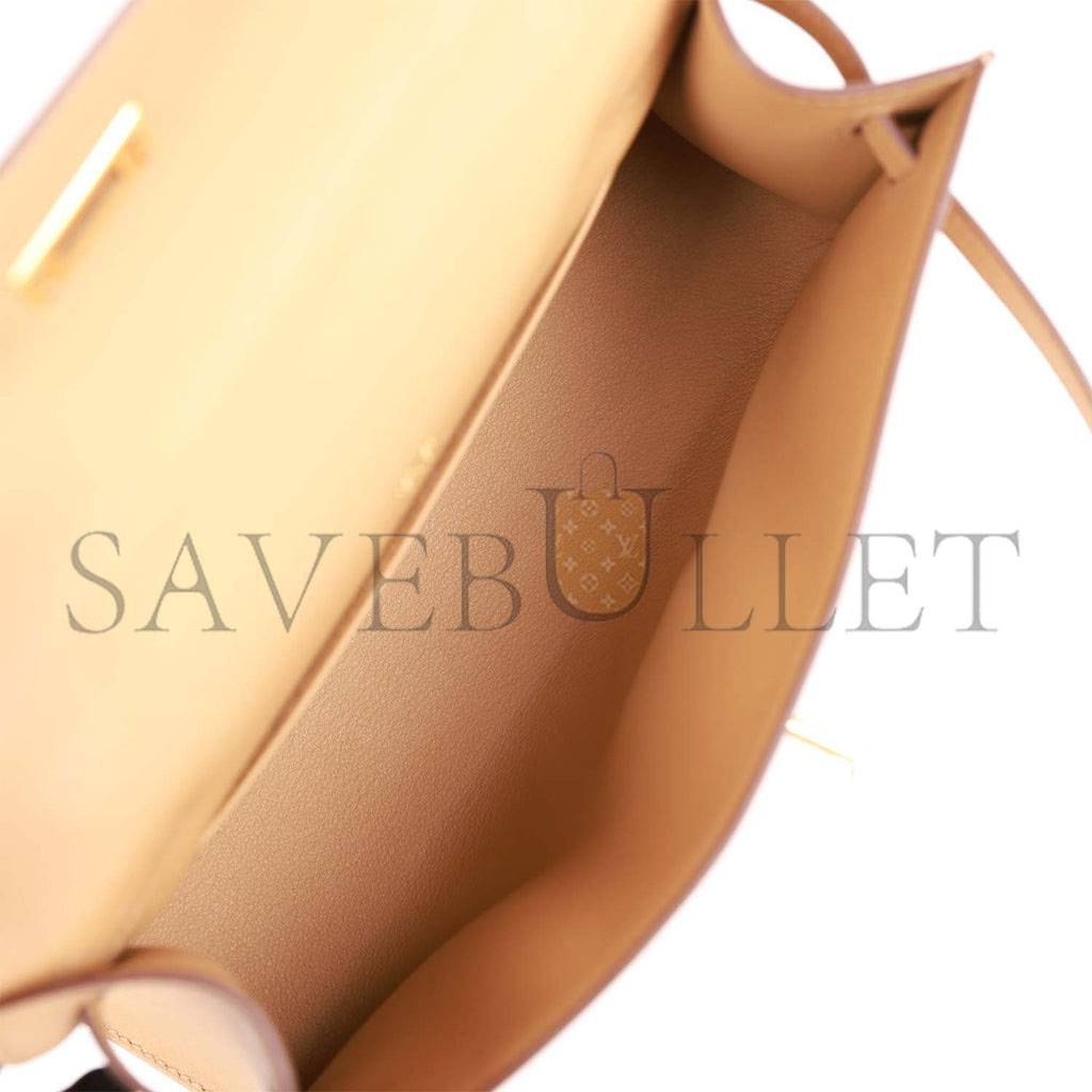 HERMES KELLY POCHETTE BISCUIT SWIFT GOLD HARDWARE (22*12*13cm) HERMES KELLY POCHETTE BISCUIT SWIFT GOLD HARDWARE (22*12*13cm)