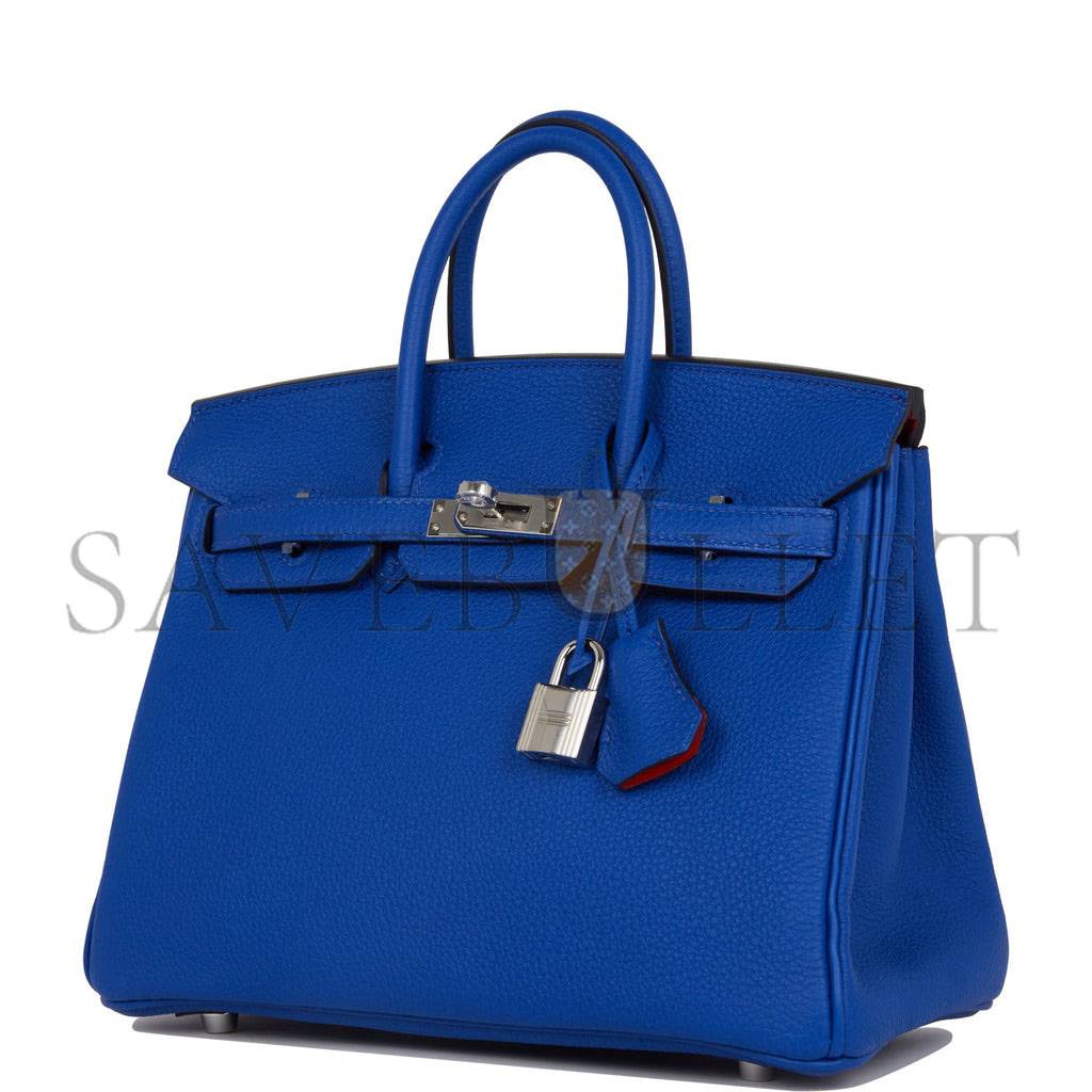 HERMES BIRKIN 25 BLEU ROYAL VERSO TOGO PALLADIUM HARDWARE HANDMADE (25cm) HERMES BIRKIN 25 BLEU ROYAL VERSO TOGO PALLADIUM HARDWARE HANDMADE (25cm)