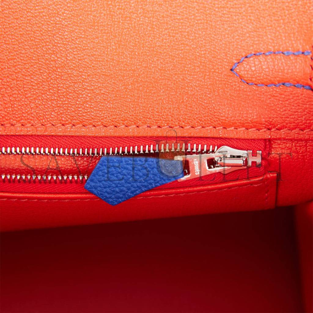 HERMES BIRKIN 25 BLEU ROYAL VERSO TOGO PALLADIUM HARDWARE HANDMADE (25cm) HERMES BIRKIN 25 BLEU ROYAL VERSO TOGO PALLADIUM HARDWARE HANDMADE (25cm)