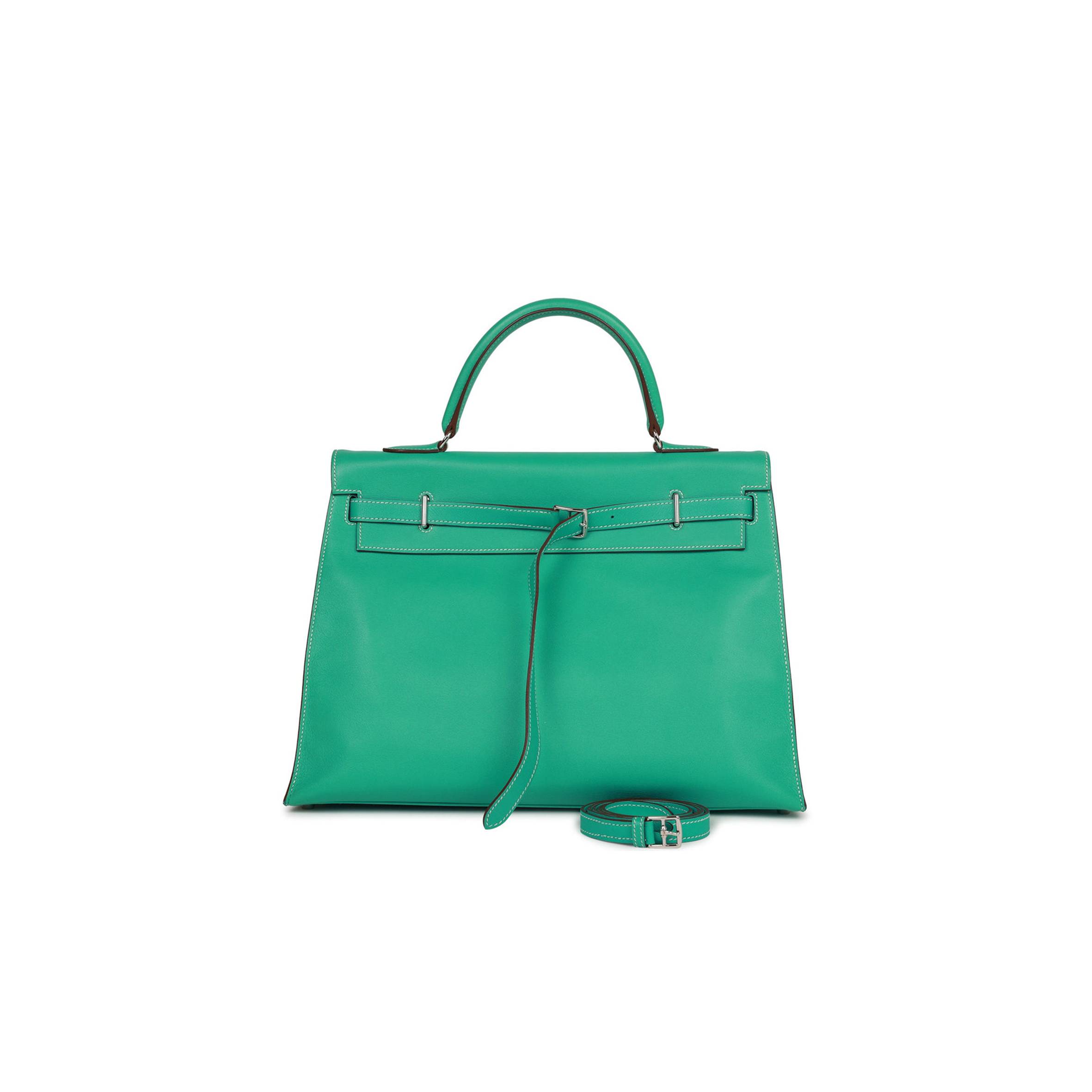 HERMES KELLY FLAT 35 LAGOON SWIFT PALLADIUM HARDWARE (35*25*14cm) HERMES KELLY FLAT 35 LAGOON SWIFT PALLADIUM HARDWARE (35*25*14cm)