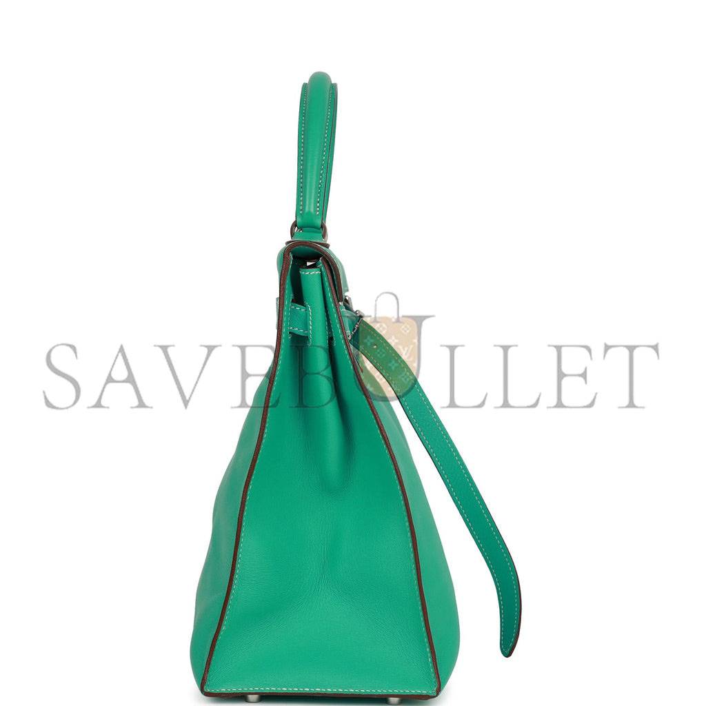 HERMES KELLY FLAT 35 LAGOON SWIFT PALLADIUM HARDWARE (35*25*14cm) HERMES KELLY FLAT 35 LAGOON SWIFT PALLADIUM HARDWARE (35*25*14cm)