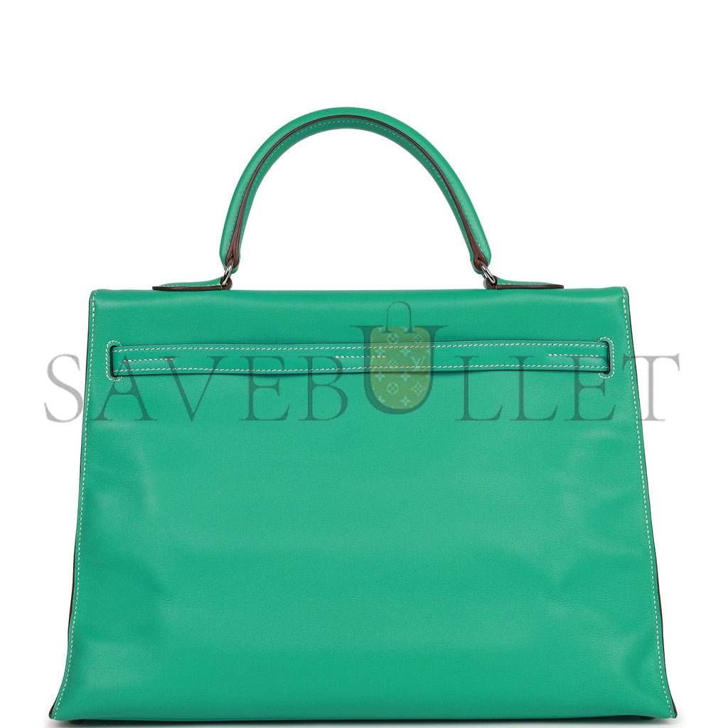HERMES KELLY FLAT 35 LAGOON SWIFT PALLADIUM HARDWARE (35*25*14cm) HERMES KELLY FLAT 35 LAGOON SWIFT PALLADIUM HARDWARE (35*25*14cm)