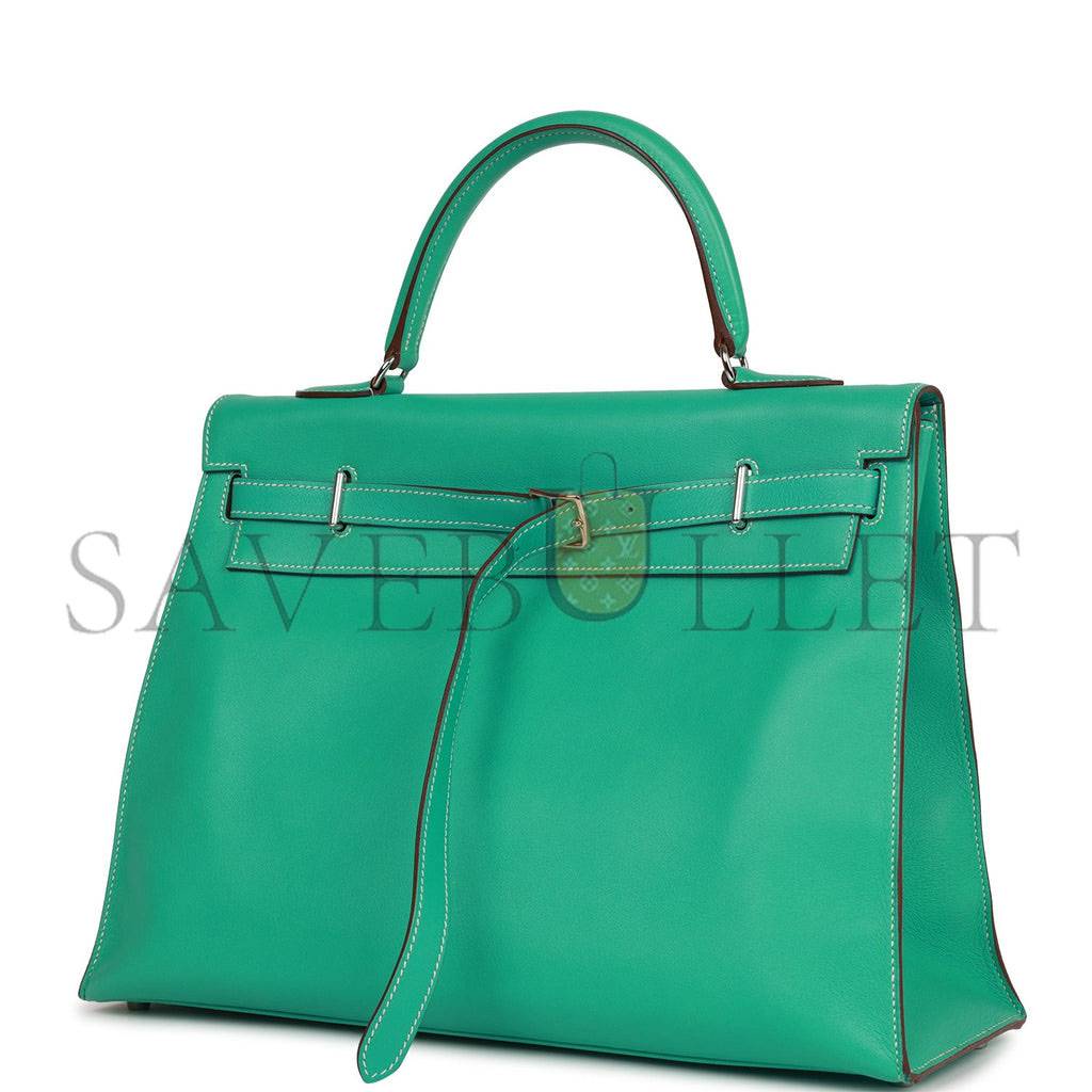 HERMES KELLY FLAT 35 LAGOON SWIFT PALLADIUM HARDWARE (35*25*14cm) HERMES KELLY FLAT 35 LAGOON SWIFT PALLADIUM HARDWARE (35*25*14cm)