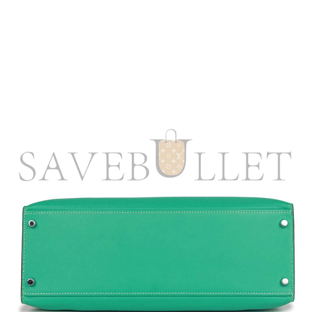 HERMES KELLY FLAT 35 LAGOON SWIFT PALLADIUM HARDWARE (35*25*14cm) HERMES KELLY FLAT 35 LAGOON SWIFT PALLADIUM HARDWARE (35*25*14cm)