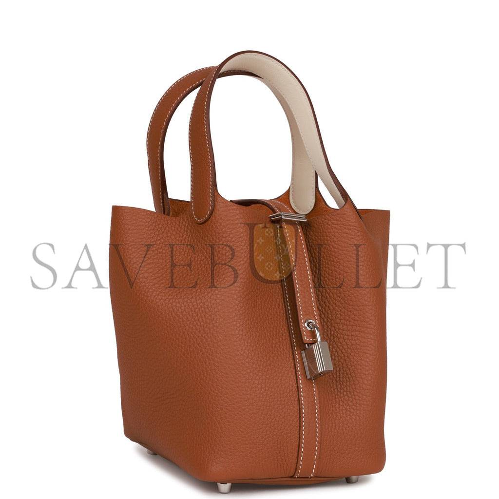 HERMES ECLAT PICOTIN LOCK 18 GOLD CLEMENCE PALLADIUM HARDWARE (18cm) HERMES ECLAT PICOTIN LOCK 18 GOLD CLEMENCE PALLADIUM HARDWARE (18cm)
