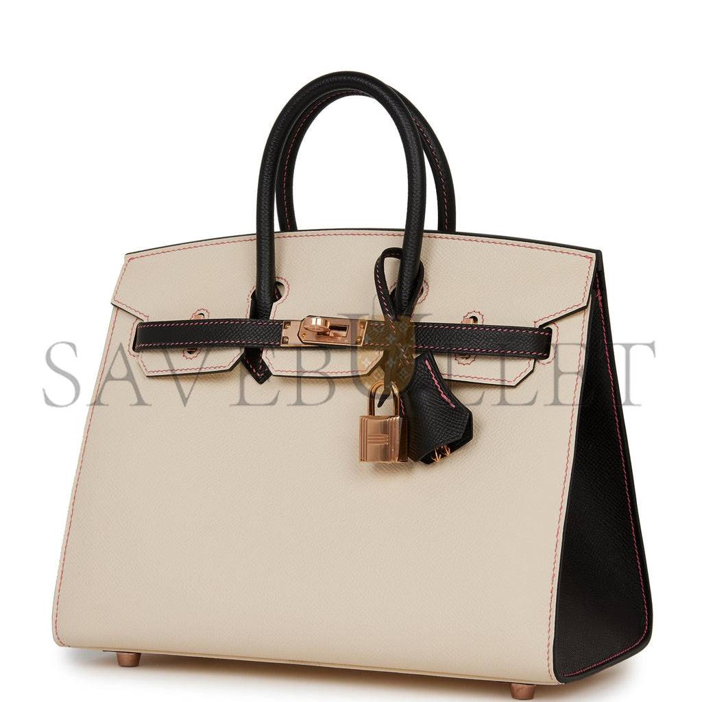 HERMES SPECIAL ORDER (HSS) BIRKIN SELLIER 25 NATA AND BLACK EPSOM ROSE GOLD HARDWARE (25cm) HERMES SPECIAL ORDER (HSS) BIRKIN SELLIER 25 NATA AND BLACK EPSOM ROSE GOLD HARDWARE (25cm)