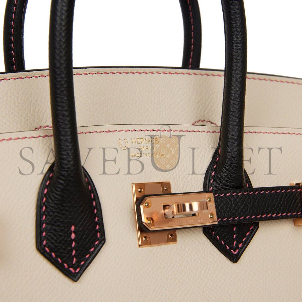 HERMES SPECIAL ORDER (HSS) BIRKIN SELLIER 25 NATA AND BLACK EPSOM ROSE GOLD HARDWARE (25cm) HERMES SPECIAL ORDER (HSS) BIRKIN SELLIER 25 NATA AND BLACK EPSOM ROSE GOLD HARDWARE (25cm)
