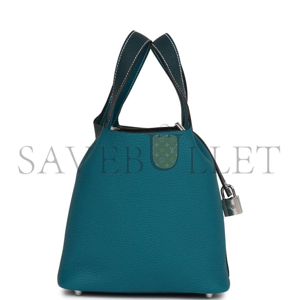 HERMES PICOTIN LOCK 18 CASAQUE VERT CYPRESS AND VERT BOSPHORE PALLADIUM HARDWARE(18*13*18cm) HERMES PICOTIN LOCK 18 CASAQUE VERT CYPRESS AND VERT BOSPHORE PALLADIUM HARDWARE(18*13*18cm)