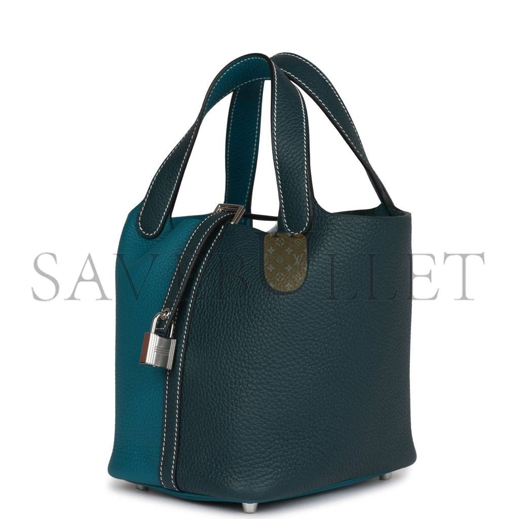 HERMES PICOTIN LOCK 18 CASAQUE VERT CYPRESS AND VERT BOSPHORE PALLADIUM HARDWARE(18*13*18cm) HERMES PICOTIN LOCK 18 CASAQUE VERT CYPRESS AND VERT BOSPHORE PALLADIUM HARDWARE(18*13*18cm)
