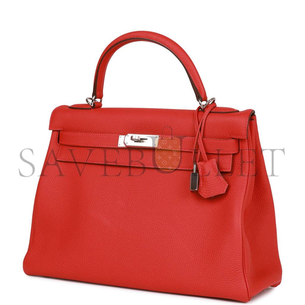HERMES KELLY RETOURNE 32 GERANIUM TOGO PALLADIUM HARDWARE (32*23*10.5cm) HERMES KELLY RETOURNE 32 GERANIUM TOGO PALLADIUM HARDWARE (32*23*10.5cm)