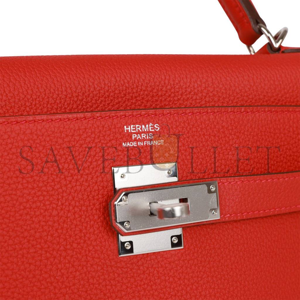 HERMES KELLY RETOURNE 32 GERANIUM TOGO PALLADIUM HARDWARE (32*23*10.5cm) HERMES KELLY RETOURNE 32 GERANIUM TOGO PALLADIUM HARDWARE (32*23*10.5cm)