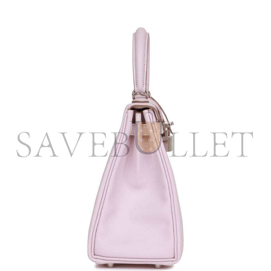 HERMES KELLY RETOURNE 25 MAUVE PALE SWIFT PALLADIUM HARDWARE HANDMADE(25*17*7cm) HERMES KELLY RETOURNE 25 MAUVE PALE SWIFT PALLADIUM HARDWARE HANDMADE(25*17*7cm)