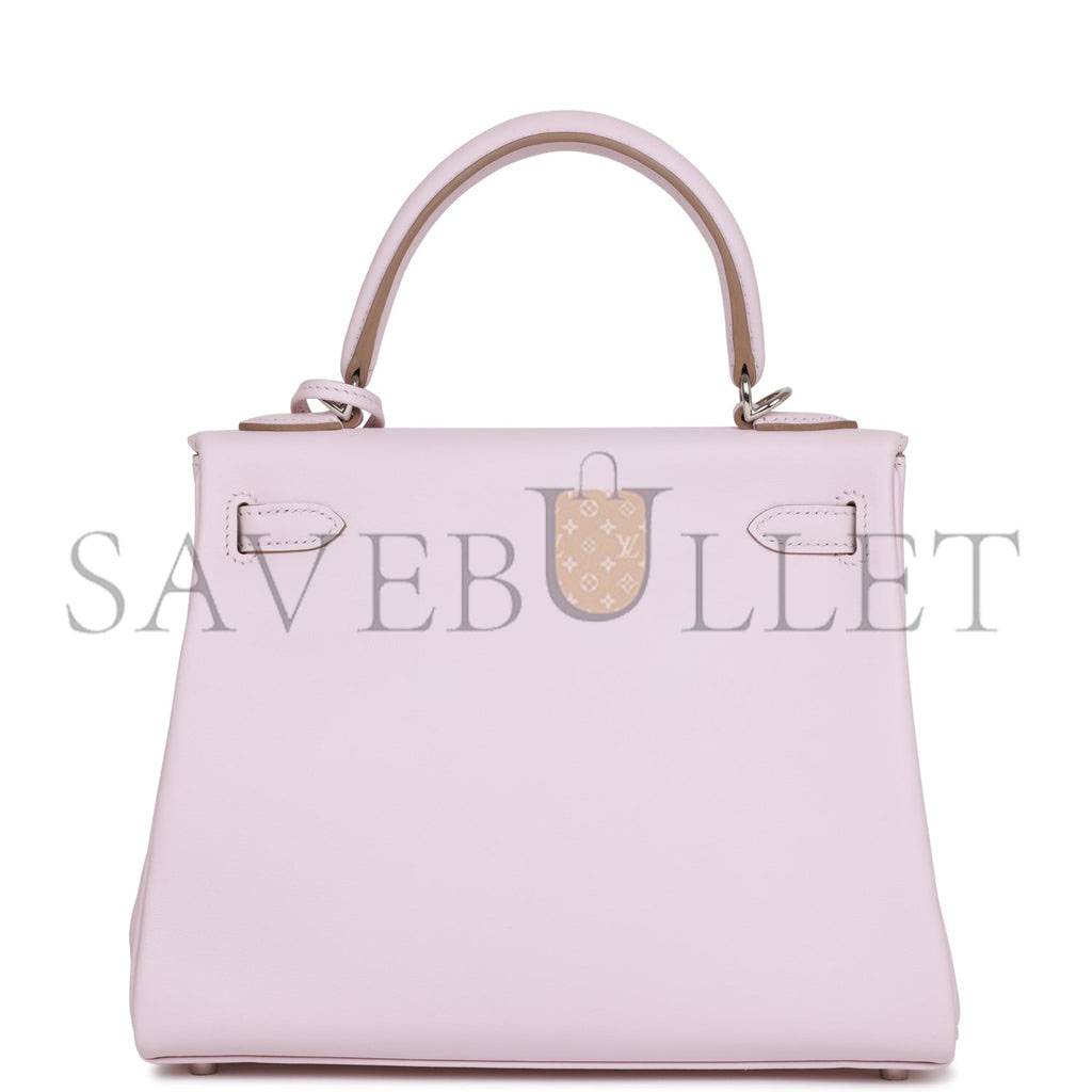 HERMES KELLY RETOURNE 25 MAUVE PALE SWIFT PALLADIUM HARDWARE HANDMADE(25*17*7cm) HERMES KELLY RETOURNE 25 MAUVE PALE SWIFT PALLADIUM HARDWARE HANDMADE(25*17*7cm)